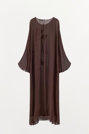 ROBE 100% VISCOSE BRODERIES FANTAISIE - Marron de Zara - Image 4