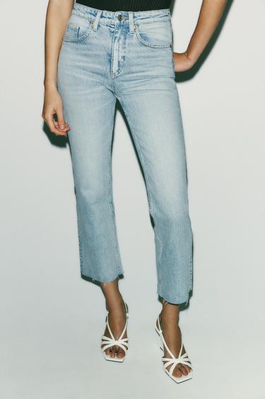 JEANS TRF CROPPED FLARE TIRO ALTO - Azul claro de Zara