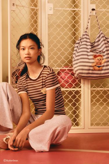 BUTTERBEAR © STRIPED DOUBLE T-SHIRT - Brown by Zara