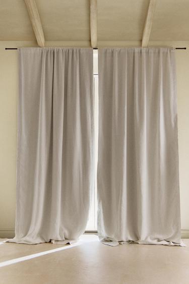 화이트 린넨 암막 커튼 - Zara 화이트