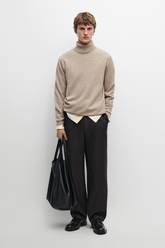 Zara 100% wool knit turtleneck sweater - dark khaki - Image 0