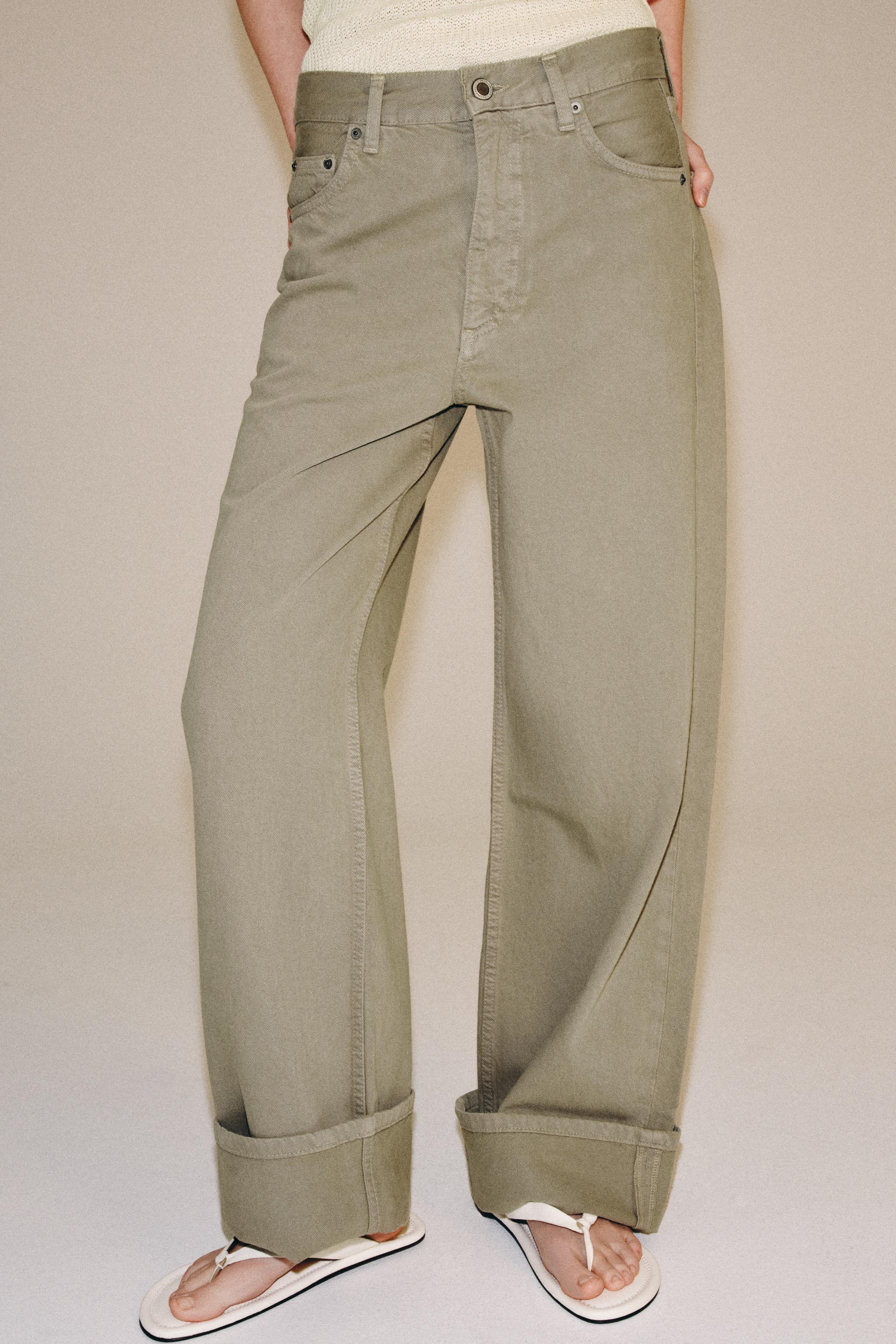ZW COLLECTION MID-RISE BAGGY JEANS — Khaki