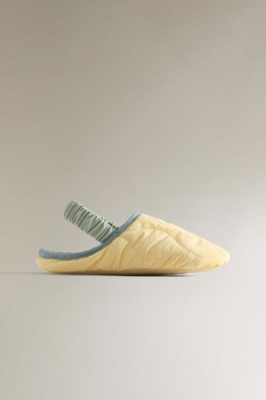 CHILDREN'S QUILTED MULE SLIPPERS - Ecru White by Zara