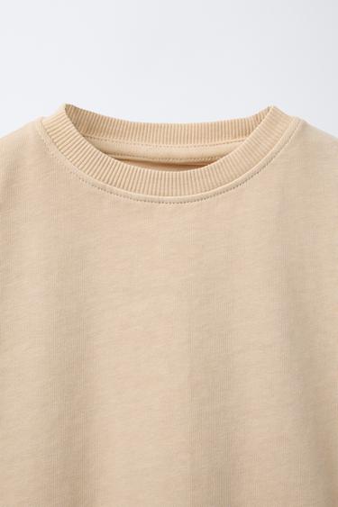 PLAIN T-SHIRT AND WIDE-LEG TROUSERS SET - Light brown by Zara - Image 2