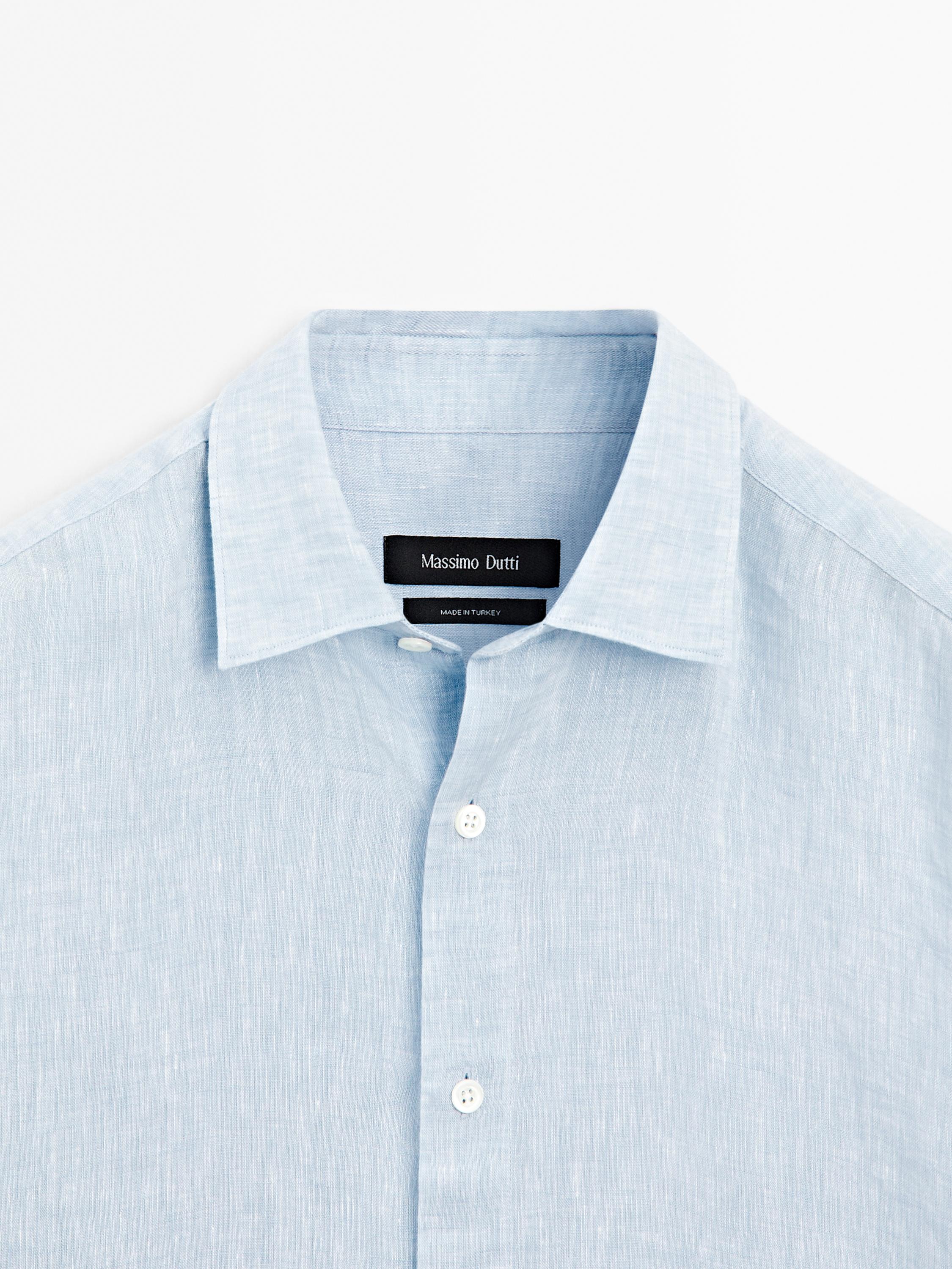 Slim-fit 100% linen shirt