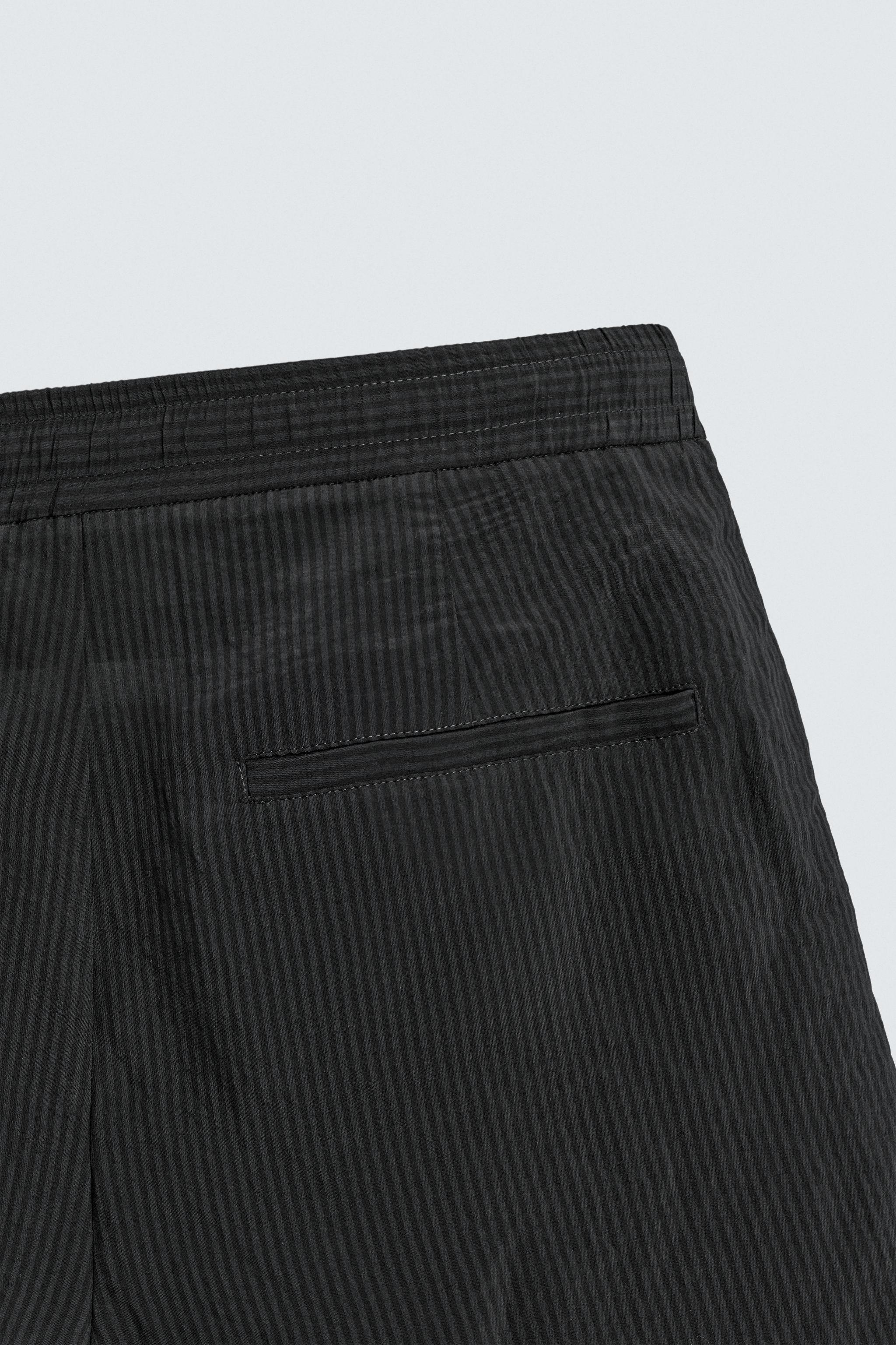 FLOWY STRIPED JACQUARD SHORTS - Black | ZARA United States