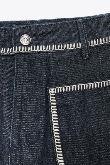 Z1975 HIGH-WAIST DENIM SHORTS WITH TOPSTITCHING - Blue by Zara - Image 6