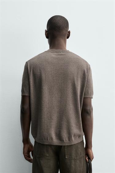 REGULAR FIT KNIT T-SHIRT - camel by Zara - Image 2
