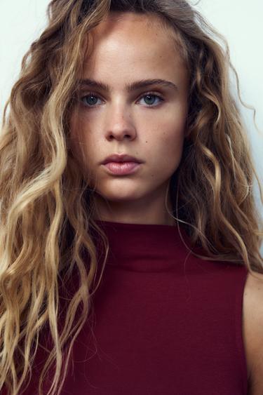 COTTON MODAL TOP - Burgundy by Zara