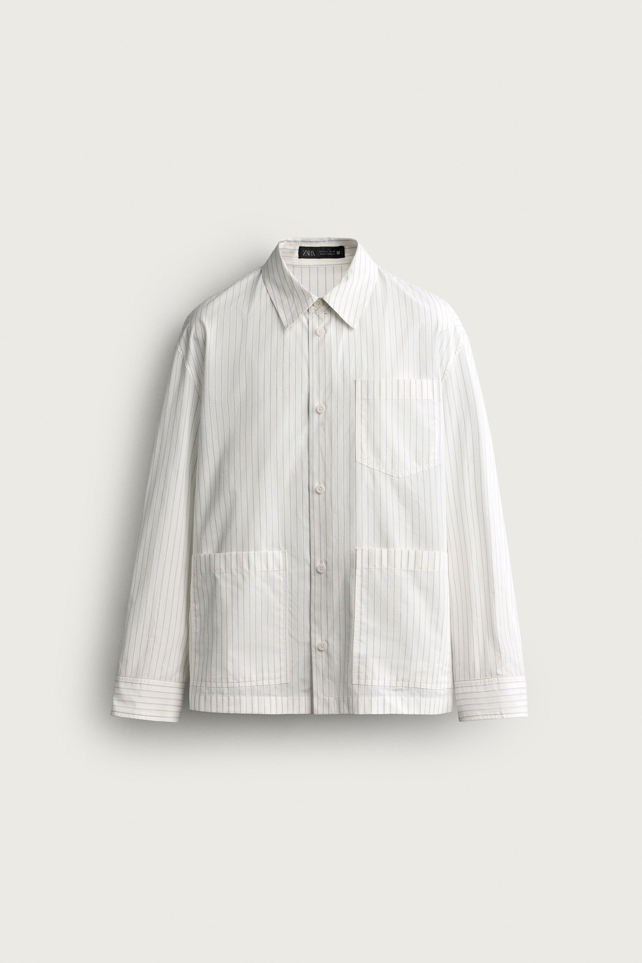 Zara ÇİZGİLİ RELAXED FIT İNCE CEKET görsel 7