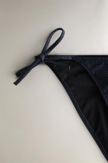 GINGHAM BEACH BIKINI TOP WITH TIES - Blue by Zara - Image 1