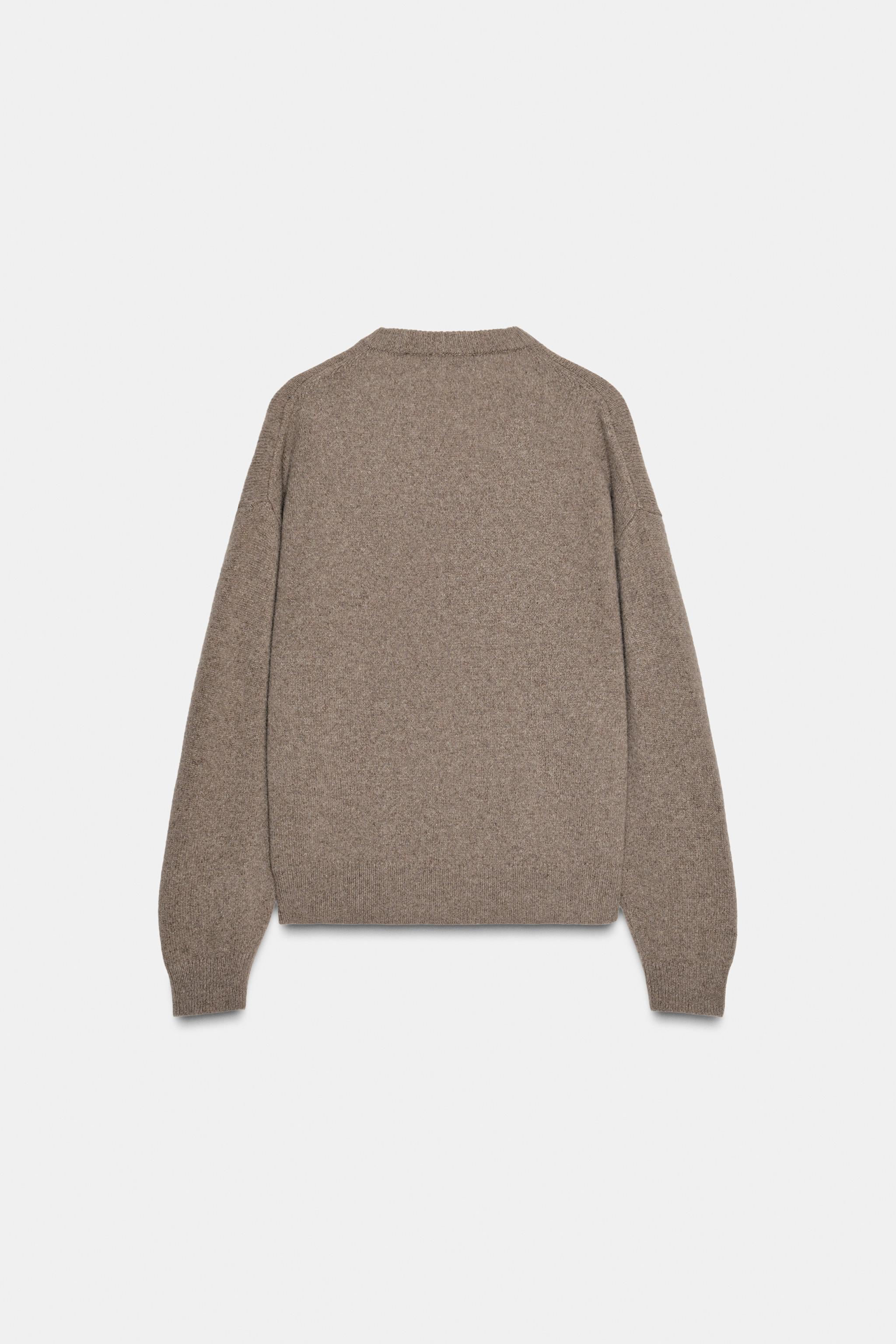 カシミヤ＆ウール Vネック セーター - ブラウン/モール | ZARA Japan