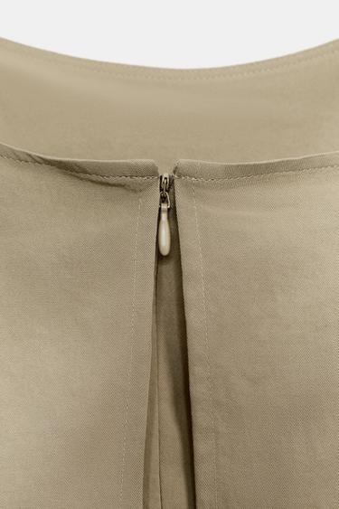 ROBE MI-LONGUE DOUBLE ÉPAISSEUR À BRETELLES - Marron / Taupe de Zara - Image 8