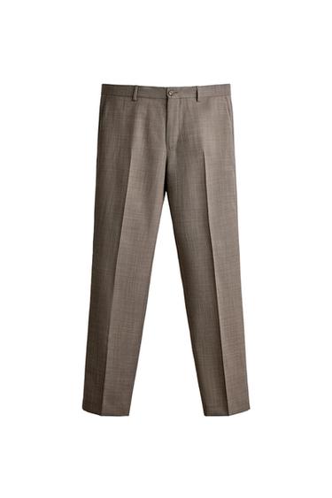 TEXTURED WOOL BLEND SUIT TROUSERS - camel by Zara