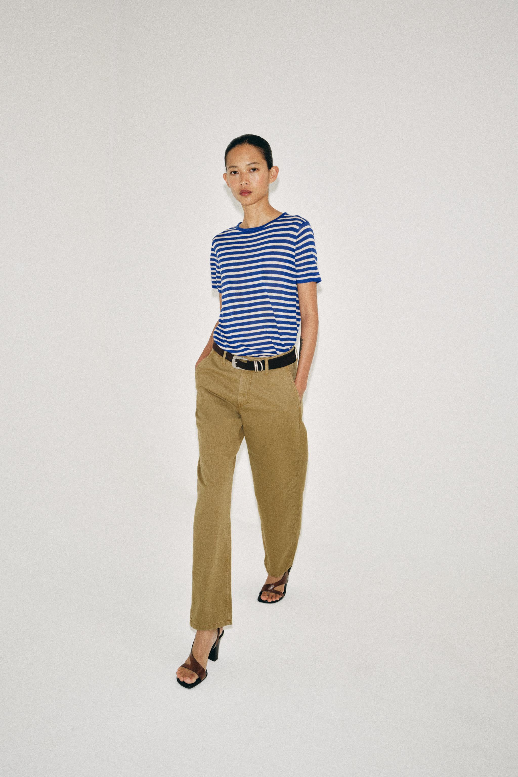 STRIPED KNIT TOP — Bluish