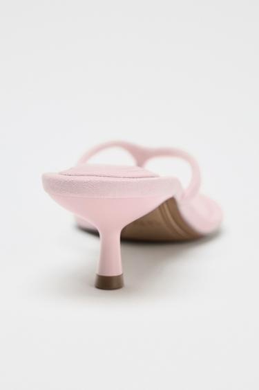 SANDALES KITTEN HEEL EFFET SOFT - Rose de Zara - Image 4