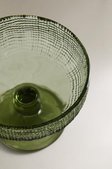 RAISED DESIGN GLASS ICE-CREAM CUP - Green by Zara - Image 2