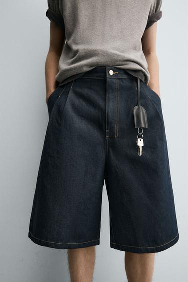 PLEATED RELAXED FIT DENIM BERMUDA SHORTS - Blue by Zara - Image 4