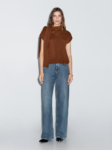 Zara High-waist barrel fit jeans - Mid-blue