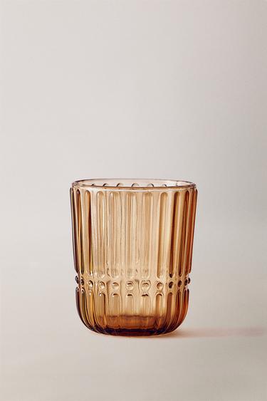 RAISED GLASS TUMBLER - Caramel by Zara