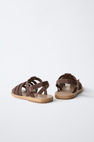 LEATHER CAGE SANDALS - Brown by Zara - Image 4
