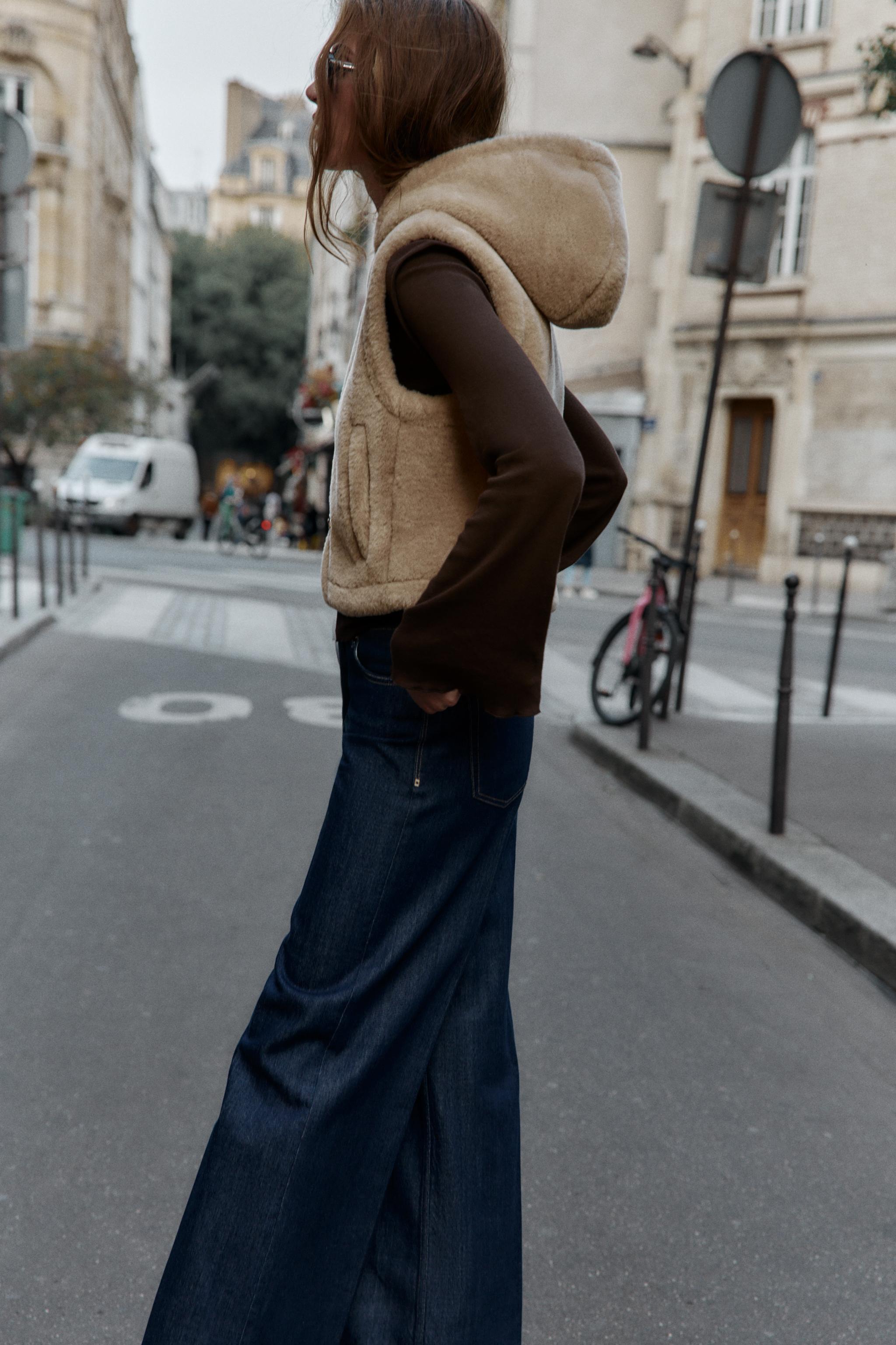 ボア生地トグルボタンベスト - ゴールデンブラウン | ZARA Japan / 日本