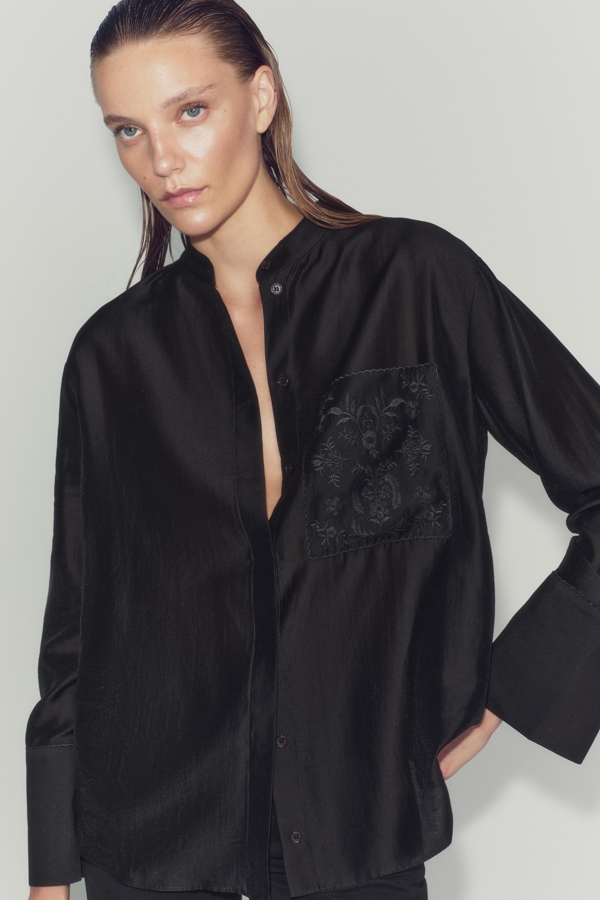 Zara ZW COLLECTION EMBROIDERED POCKET SHIRT — фото 6