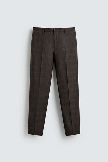 CHECK SUIT TROUSERS - Dark brown by Zara
