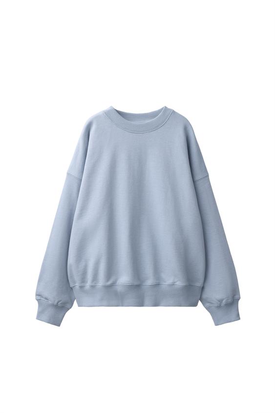 SUDADERA LISA HEAVY WEIGHT - Azul claro de Zara - Imagen 0