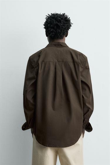 CHEMISE REGULAR FIT POPELINE - Marron foncé de Zara - Image 2