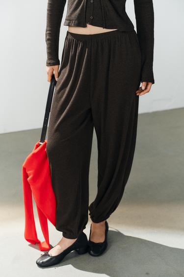 Zara BLOOMER PANTS - Brown marl