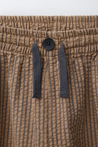 PANTALON BAGGY RAYÉ TEXTURÉ - Marron clair de Zara - Image 2