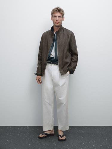 Pantalon balloon double pince - Blanc cassé de Zara