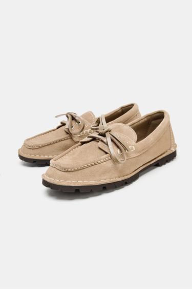 SPLIT SUEDE DECK SHOES WITH TRACK SOLE - Sand Brown by Zara - Image 3