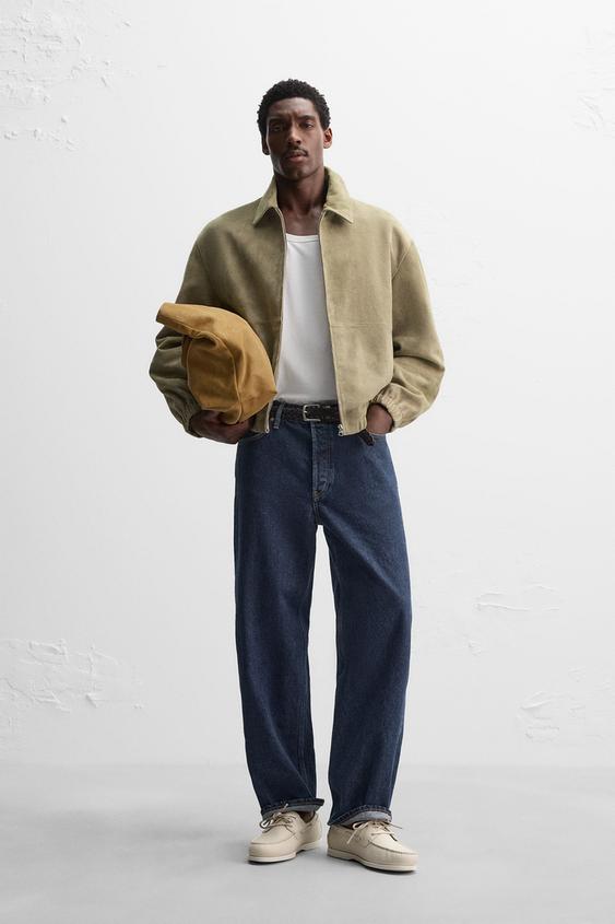 限定版スエードレザージャケット - オリーブオイル | ZARA Japan / 日本
