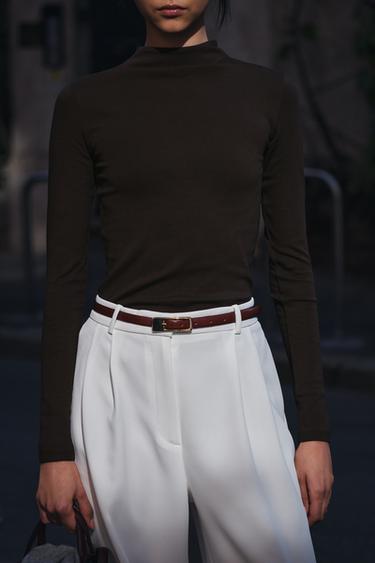 Zara TURTLENECK T-SHIRT - Chocolate