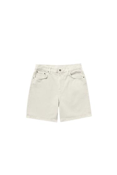 REGULAR FIT DENIM BERMUDA SHORTS - Grey by Zara