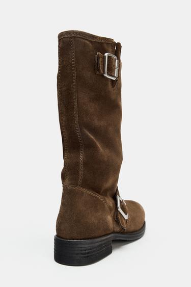 BOTTES BIKER EN DAIM - Marron de Zara - Image 3