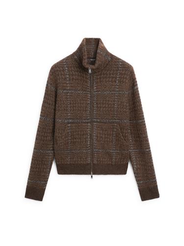 Veste à carreaux en maille de laine d’alpaga - Marron de Zara