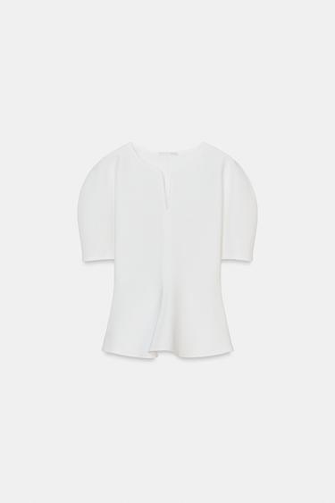 SOFT PEPLUM T-SHIRT - White by Zara