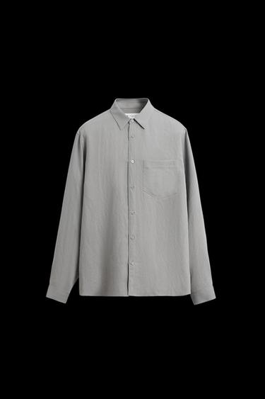 GESTREIFTES JACQUARD-HEMD - Hellgrau von Zara - Bild 0