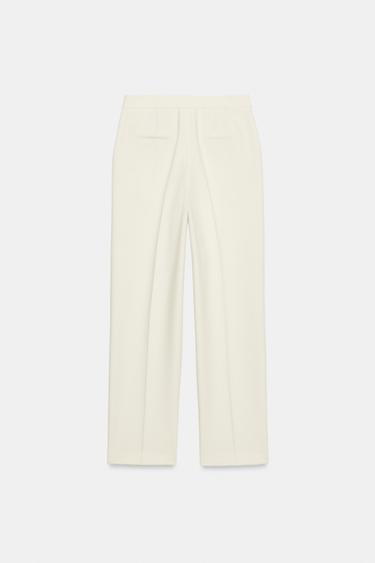 PANTALON DROIT TAILLE HAUTE - Écru moyen de Zara - Image 2