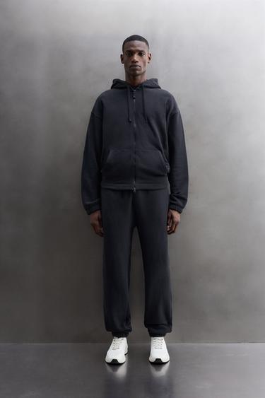 COTTON ZIP-UP HOODIE - Navy blue by Zara - Image 0