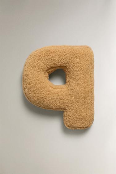 LETTER P CHILDREN’S CUSHION - Mustard by Zara - Image 4
