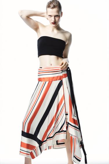 Zara ASYMMETRIC STRIPED SKIRT ZW COLLECTION - striped