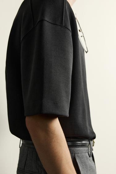 RELAXED FIT INTERLOCK SWEATSHIRT - Black by Zara