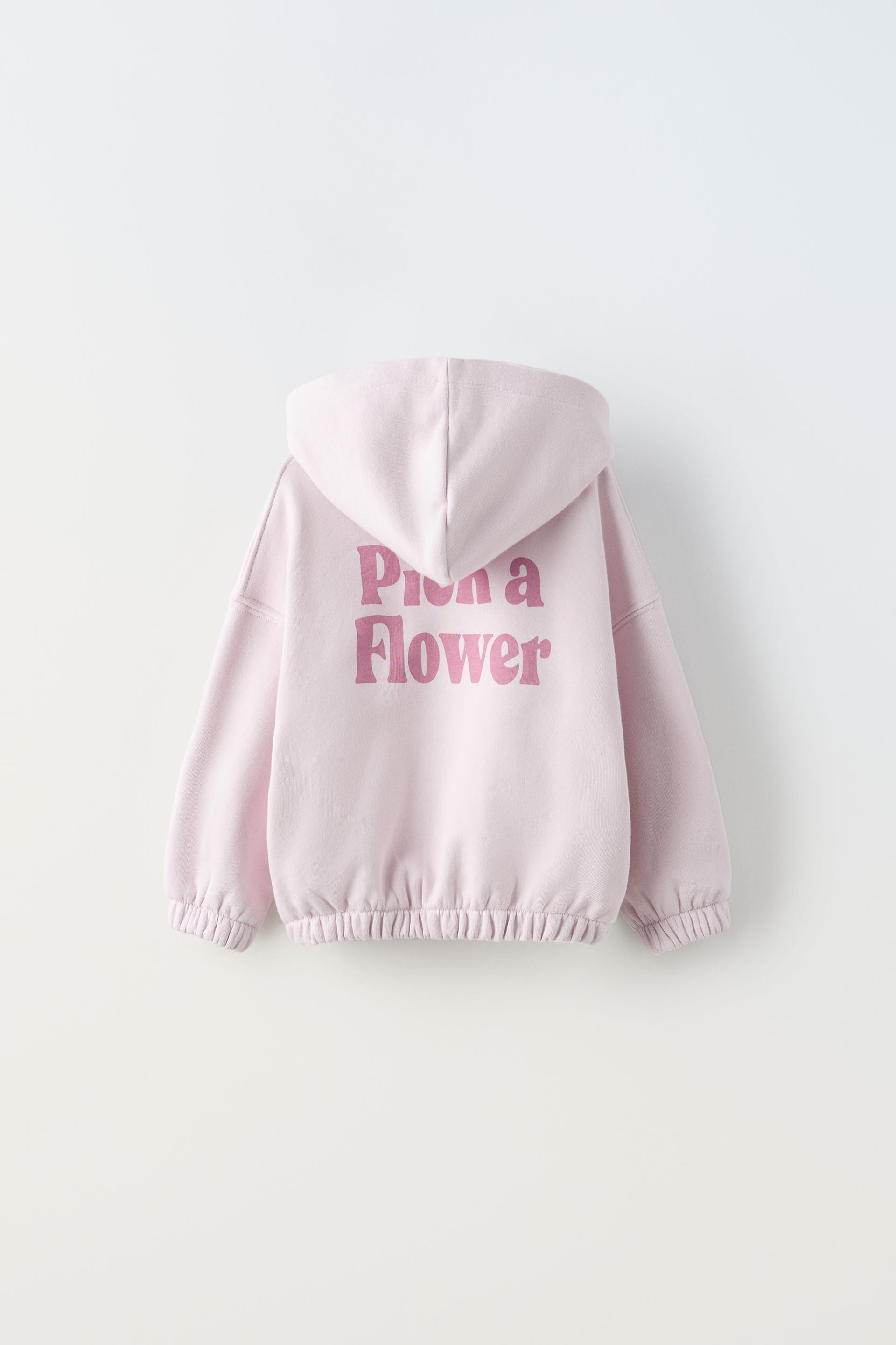 TEXT PRINT HOODED SWEATSHIRT - Light mauve