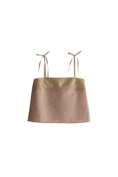 TOP WITH CONTRAST PRINT | KATHARINE POLE - Beige by Zara