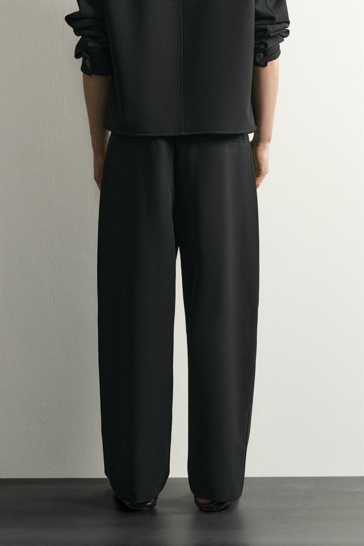 Мужские брюки Zara Relaxed Fit Pleated, цвет: Чёрный — фото 3