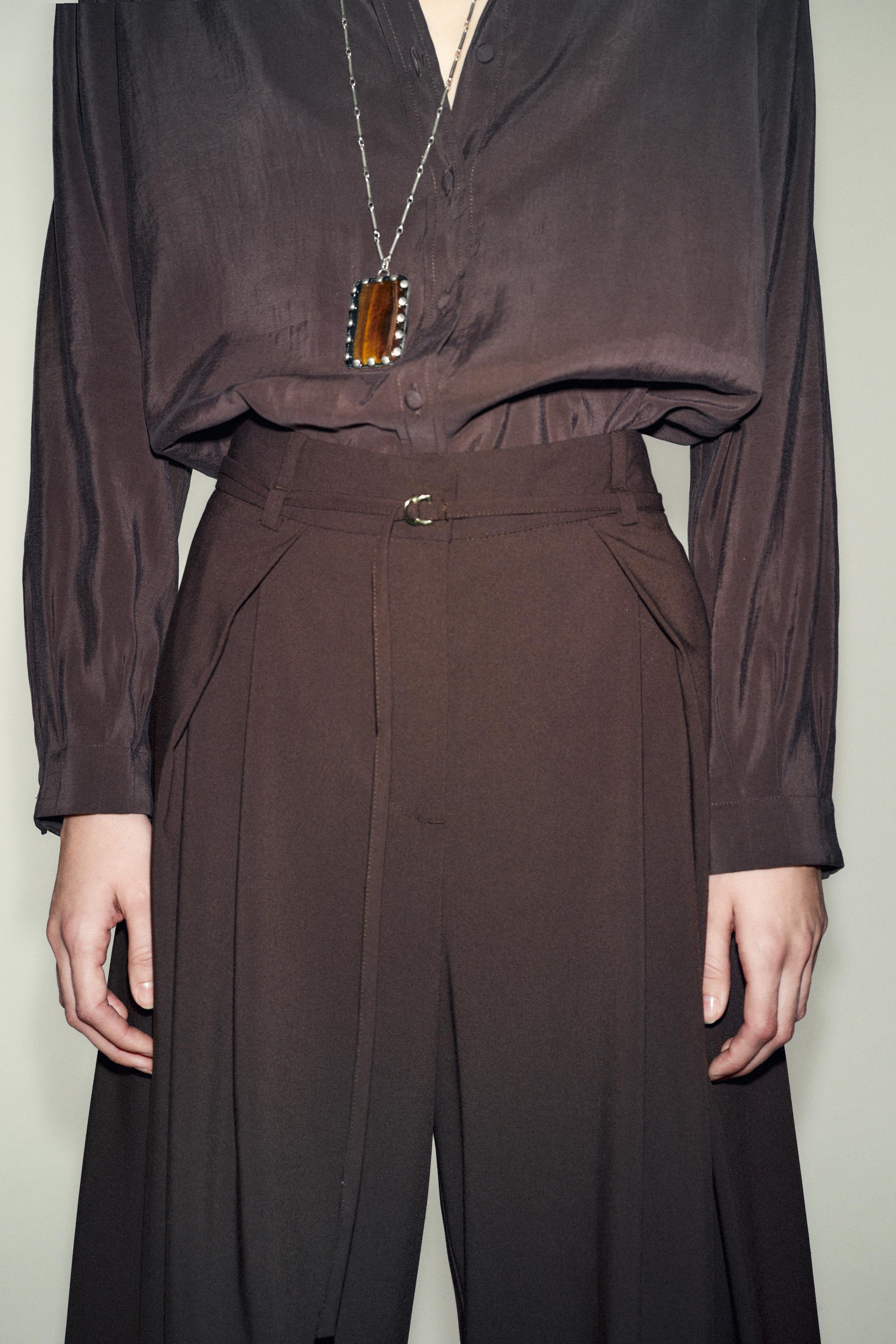 WIDE LEG BELTED PANTS